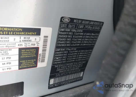 2015 Land Rover Range Rover Sport 3.0L V6 Supercharged Hse from USA, damaged, VIN SALWR2VF8FA541026